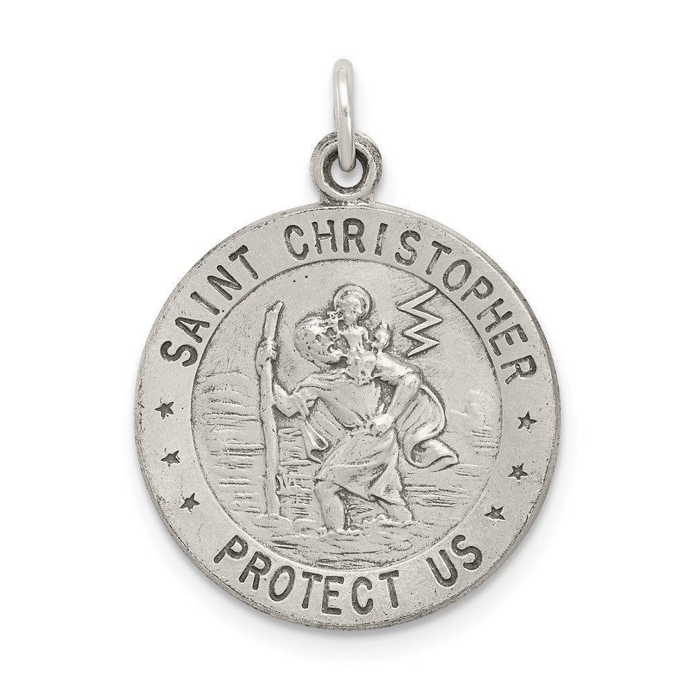 925 Sterling Silver Genuine Sports Antiqued St. Christopher Basketball Medal